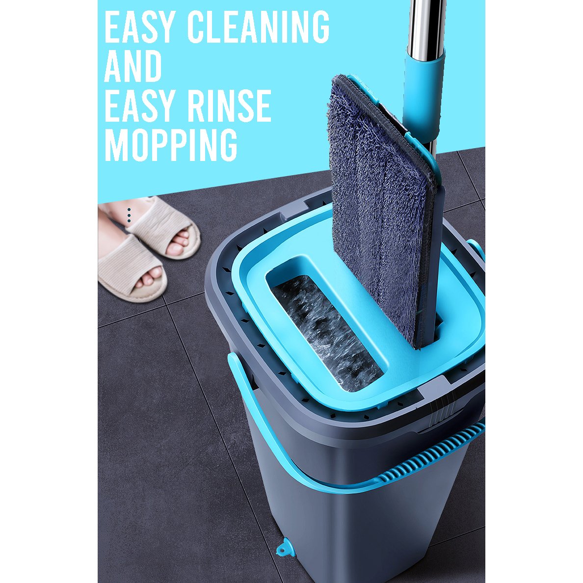 Hand Free Flat Floor Mop And Bucket Set For Professional Home